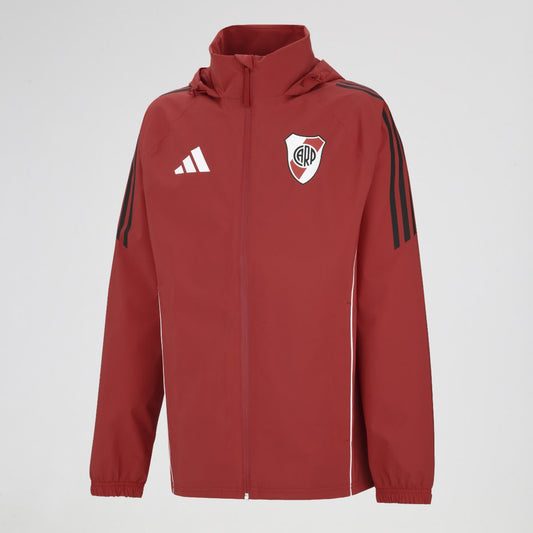 Campera River Plate Rompeviento Roja | Abrigo Liviano con Capucha
